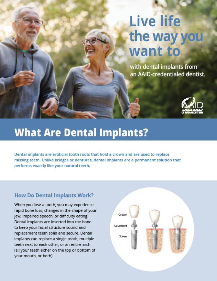 What are dental implants brochure cover page