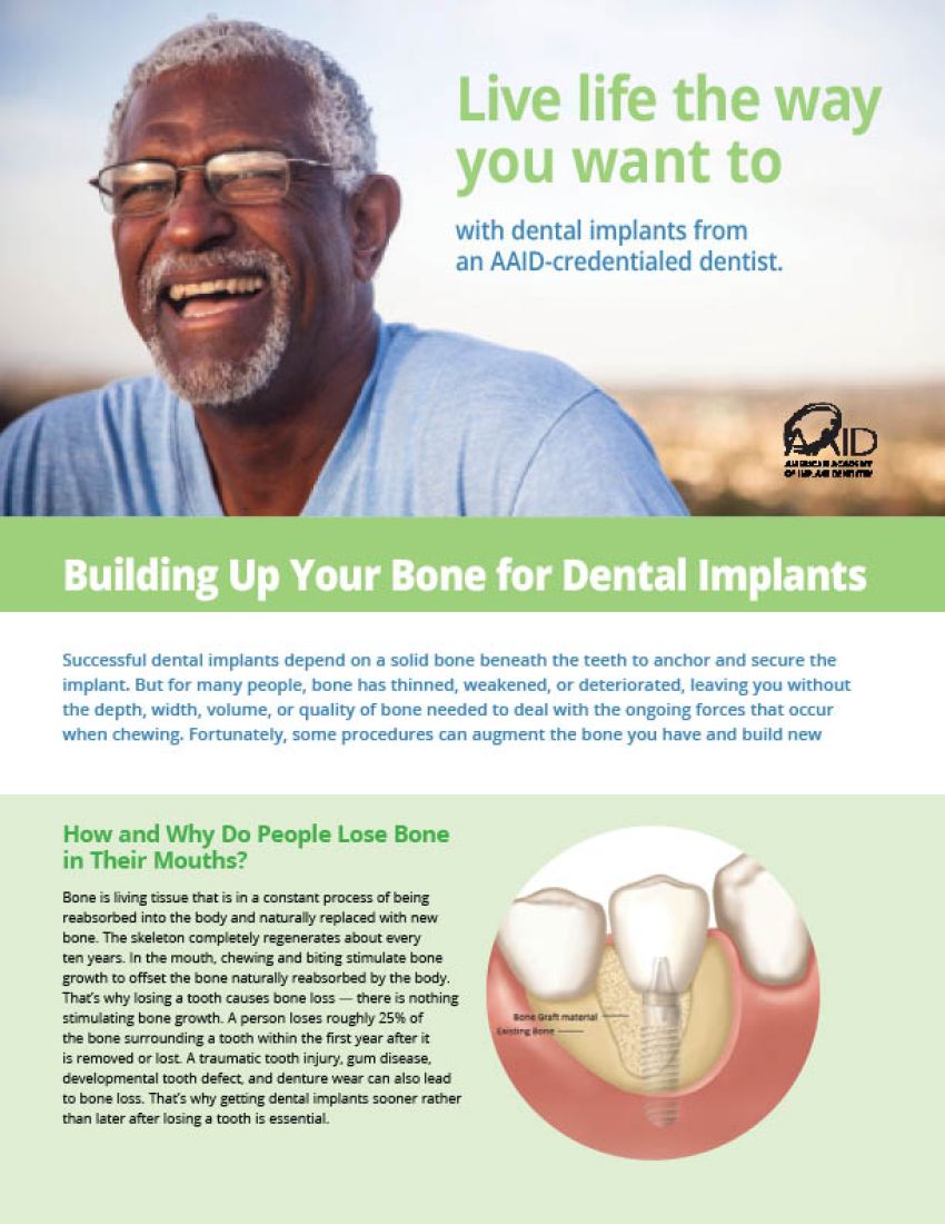 Building up your bone brochure cover page